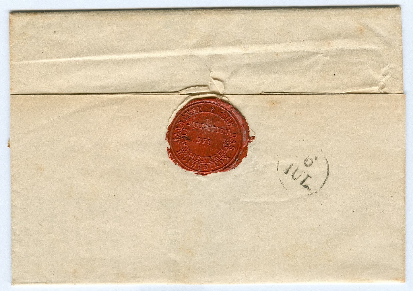 Hopvikt brev från 1846, förseglat med rött lacksigill